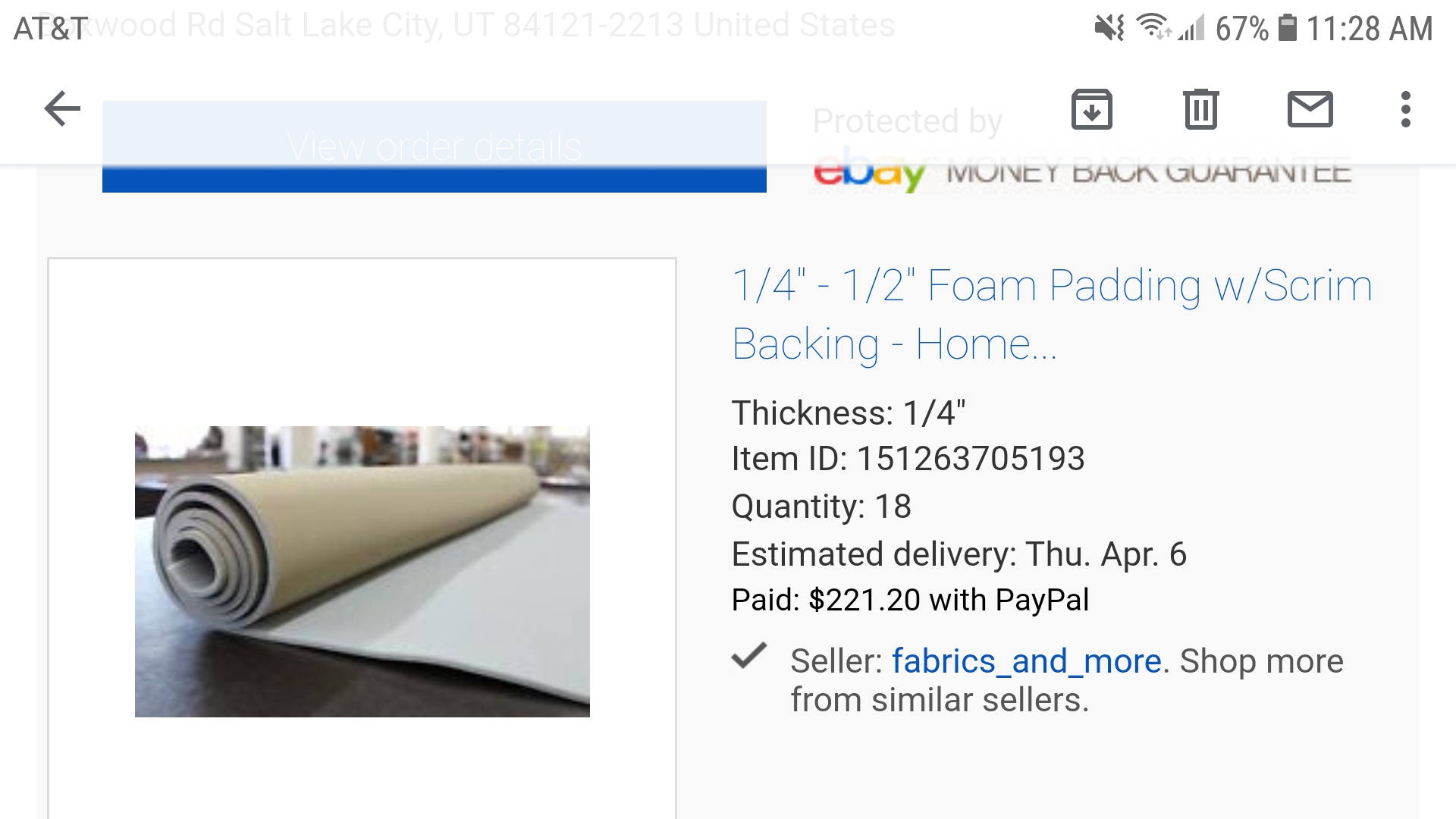 1/4 Foam Padding